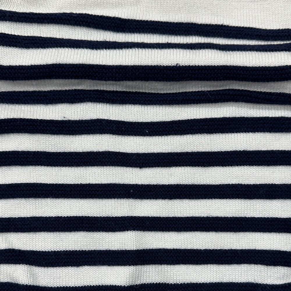 Janie and Jack White Striped Knit Romper with Navy Buttons - Picture 14 of 16